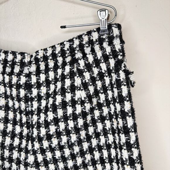 House of Harlow Black and White Checkered Wool Blend Tweed Mini Skort Skirt Lg - Picture 10 of 14